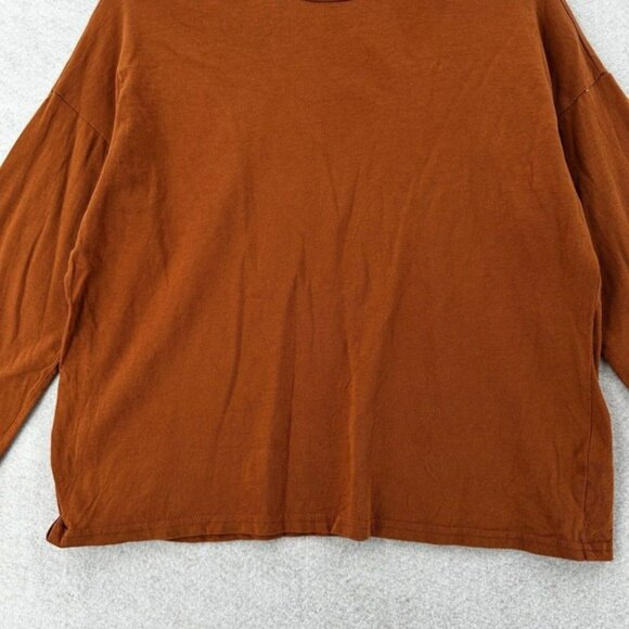 Everlane Turtleneck Top Womens SMALL Orange‎ Cropped 100% Cotton Shirt - Picture 4 of 14